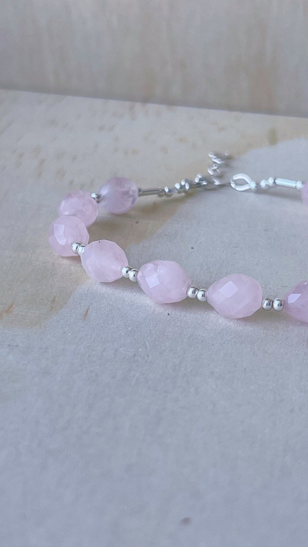 Cuarzo Rosa Facetada (Plata 950)