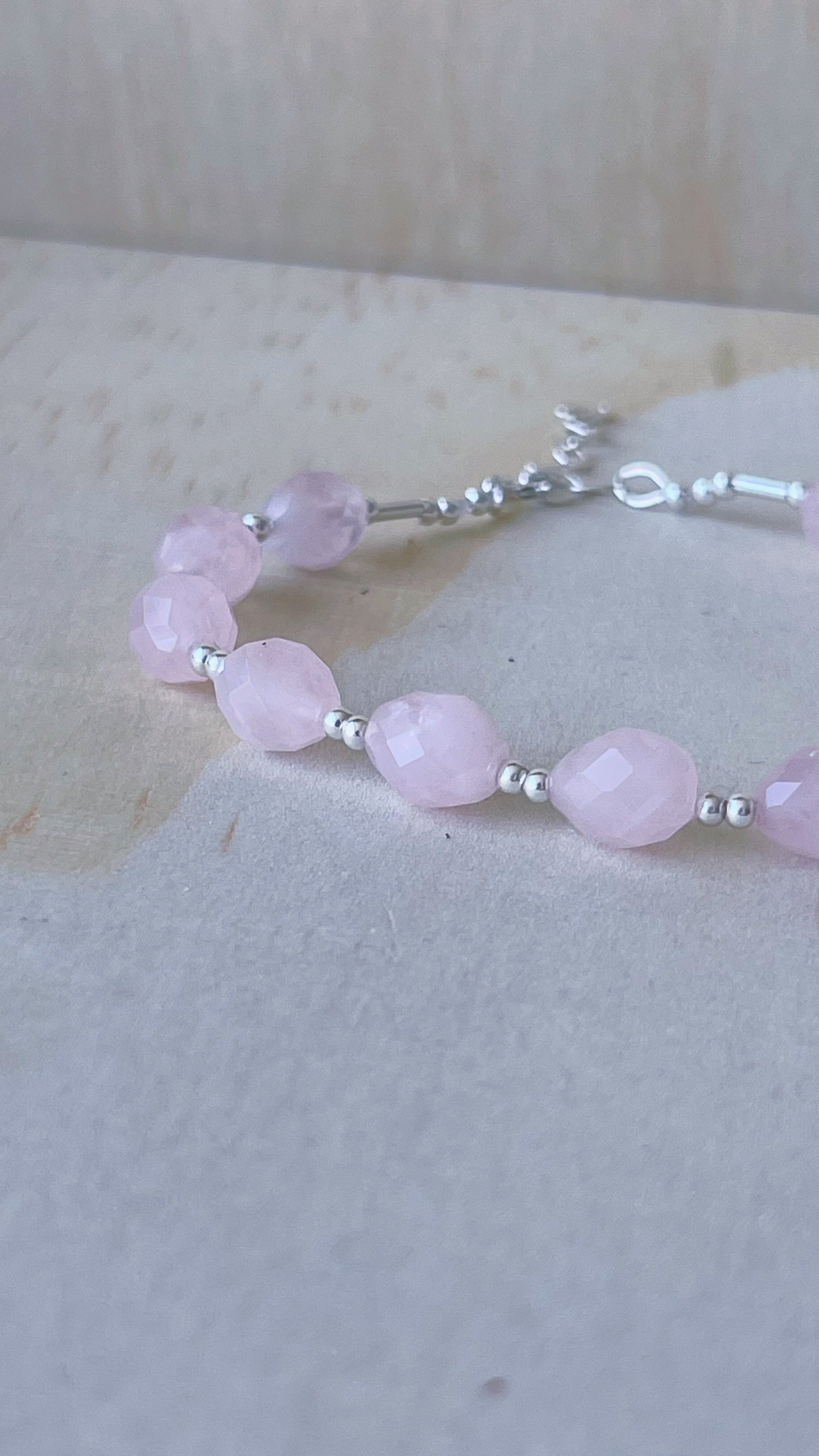 Cuarzo Rosa Facetada (Plata 950)