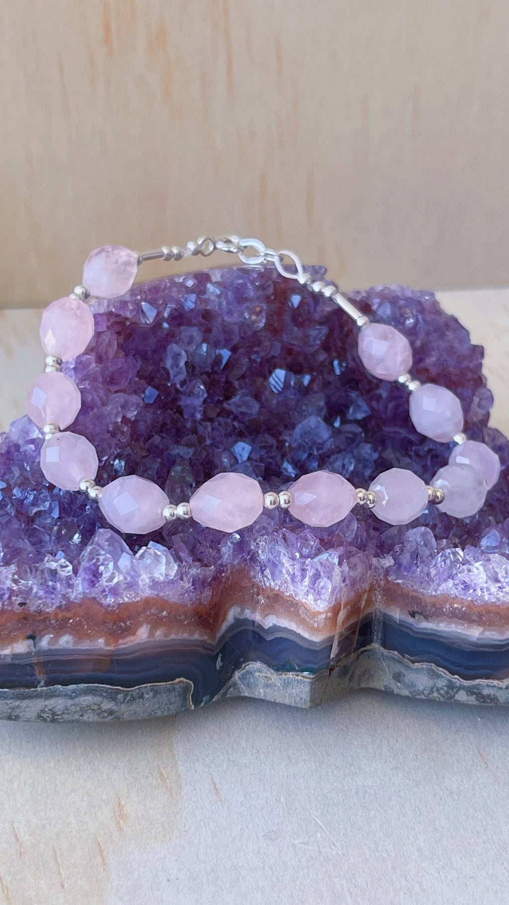 Cuarzo Rosa Facetada (Plata 950)