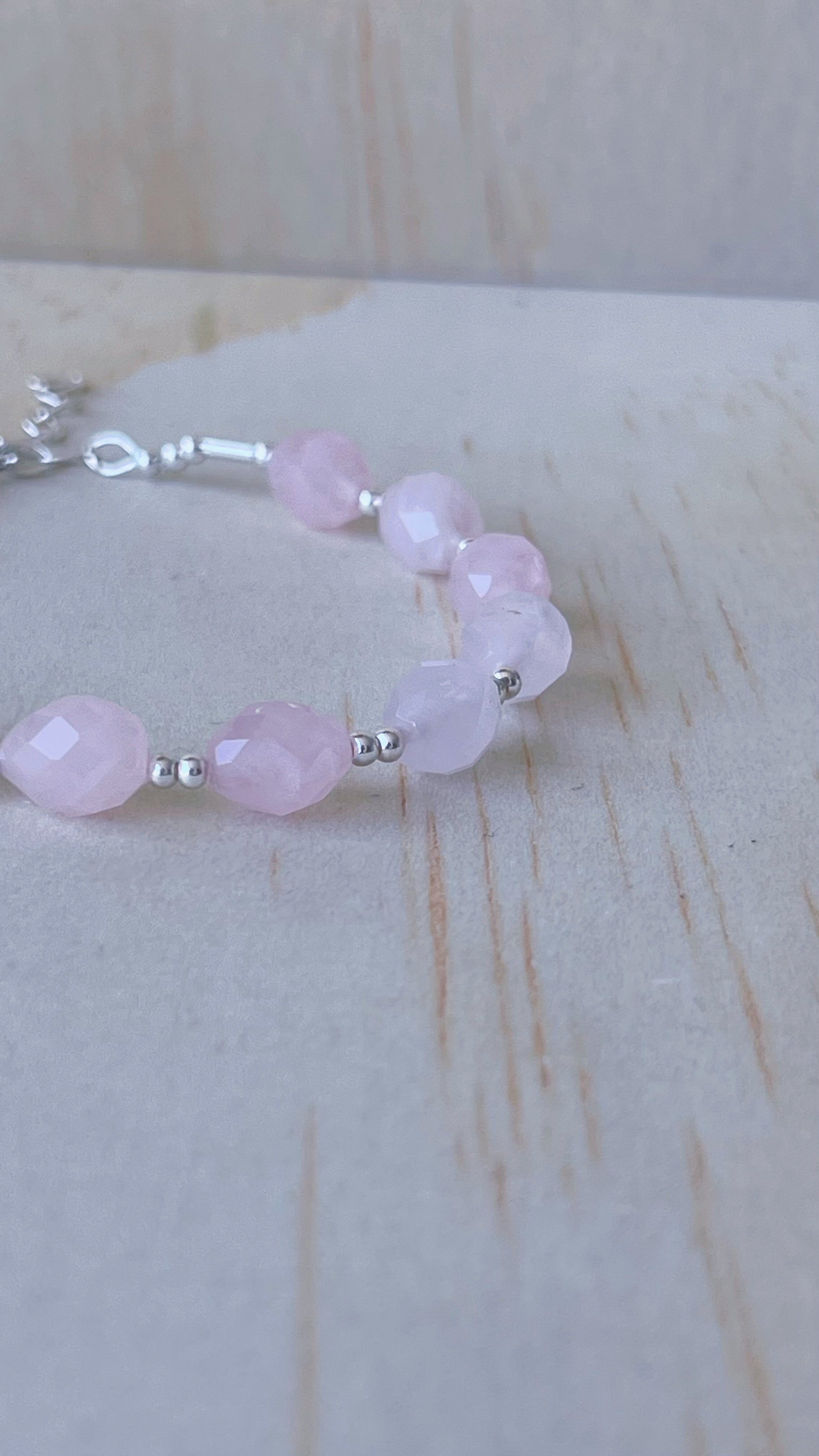 Cuarzo Rosa Facetada (Plata 950)